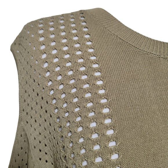 One A Women's Beige Cold Shoulder Hollow Out Long Sleeve Knit Top Size XL - Picture 3 of 8